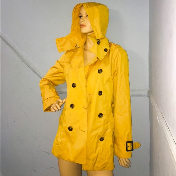 LondonFog Yellow Trench Coat with Detachable Hood